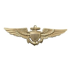 Vintage WWII Era Silver-Plated Brass Navy Aviator Badge